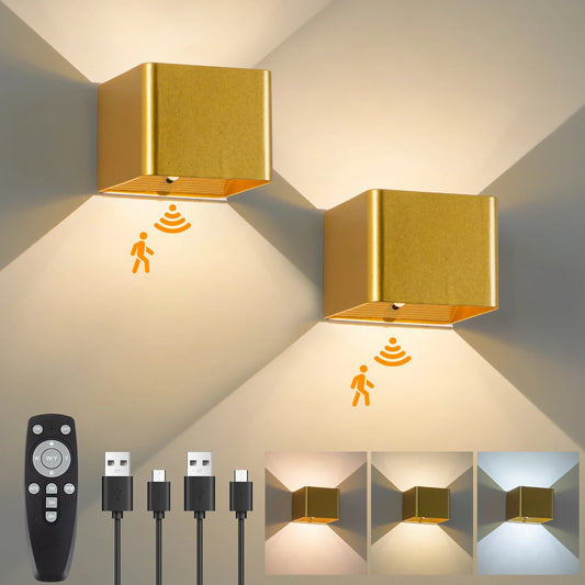 Lampa LED Wireless cu Senzor de Mișcare – 3 Culori, Telecomandă, Reîncărcabilă 4000mAh, Montaj Magnetic