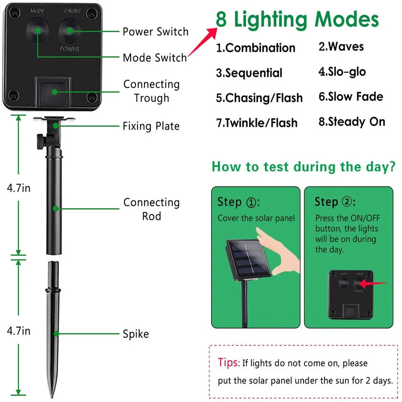 Atmosferă Magică în Grădină ✨ Instalație Solară 200 LED – Fără Curent, 100% Waterproof