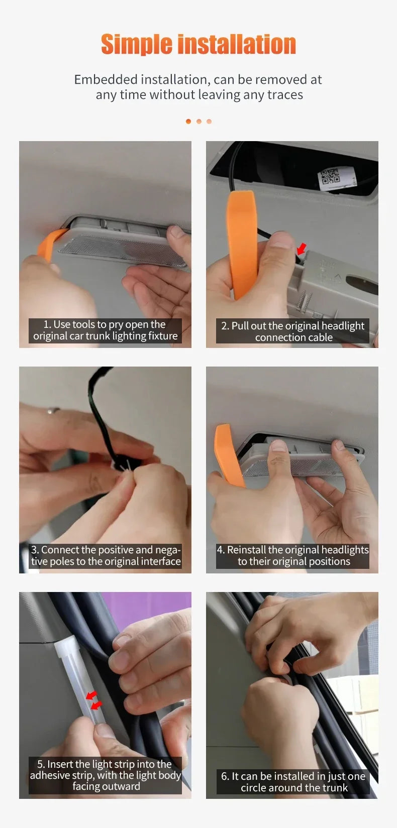 Lumină LED Portbagaj 🔥 Se Aprinde Automat – Instalare Fără Fire, Efect WOW Noaptea