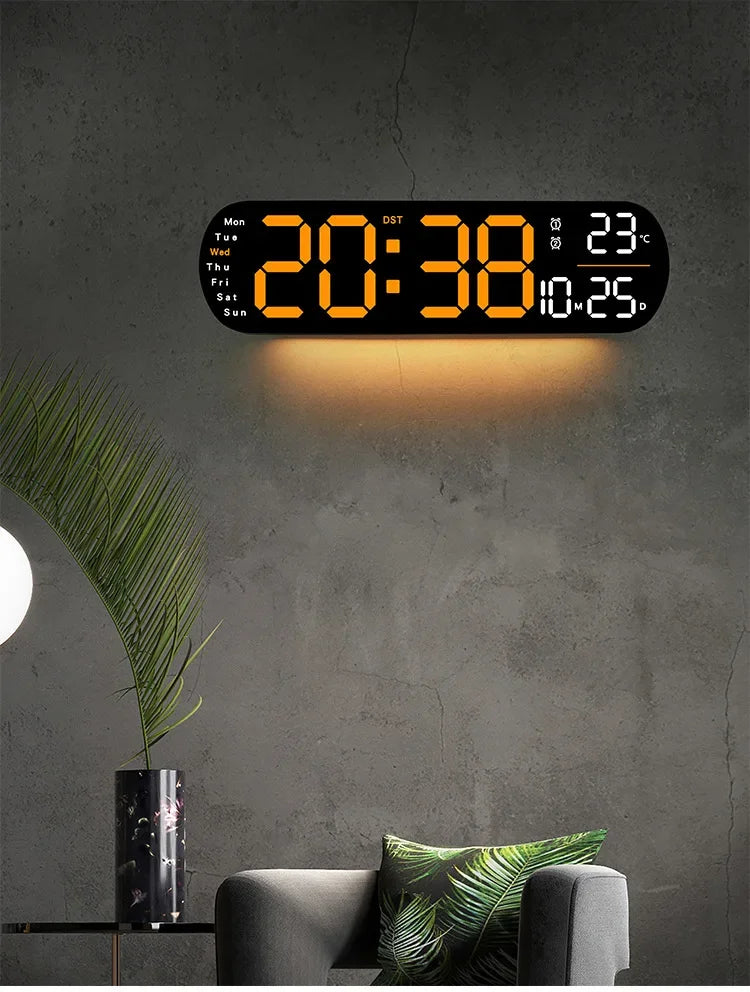 Ceas LED Modern 🔥 Ecran Mare + Temperatură & Umiditate – Control cu Telecomandă