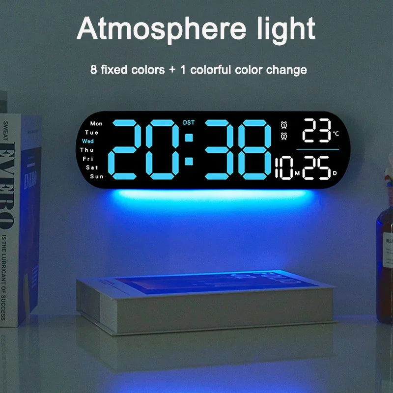 Ceas LED Modern 🔥 Ecran Mare + Temperatură & Umiditate – Control cu Telecomandă
