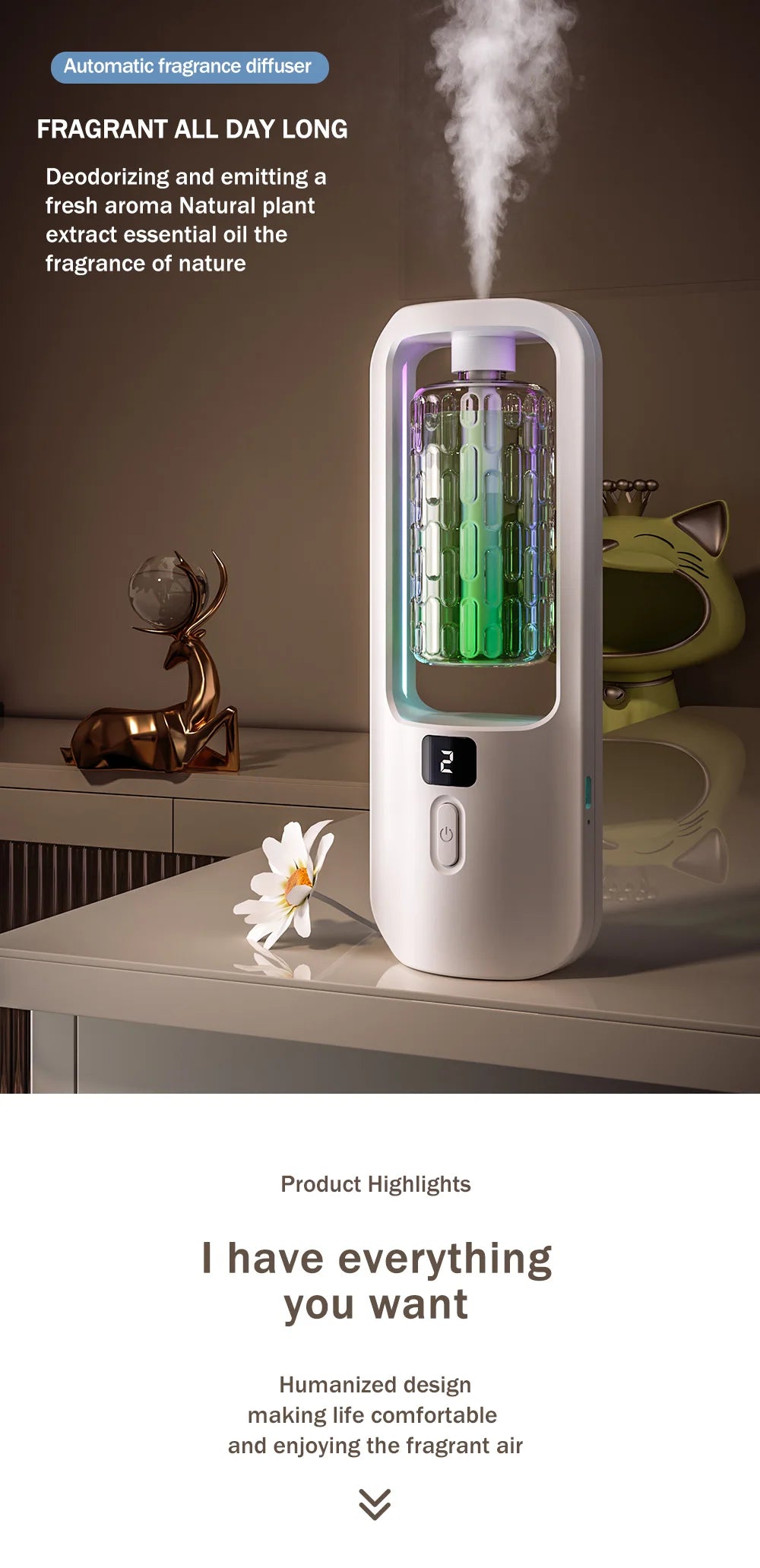 Difuzor Aromaterapie Automat – Elimină Mirosurile și Parfumează Casa cu Uleiuri Esențiale