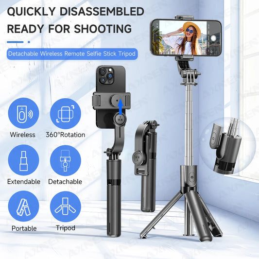 Selfie Stick Tripod 3in1 cu Telecomandă Bluetooth – Rotire 360°, Extensibil, cu Lumină LED pentru Poze & TikTok