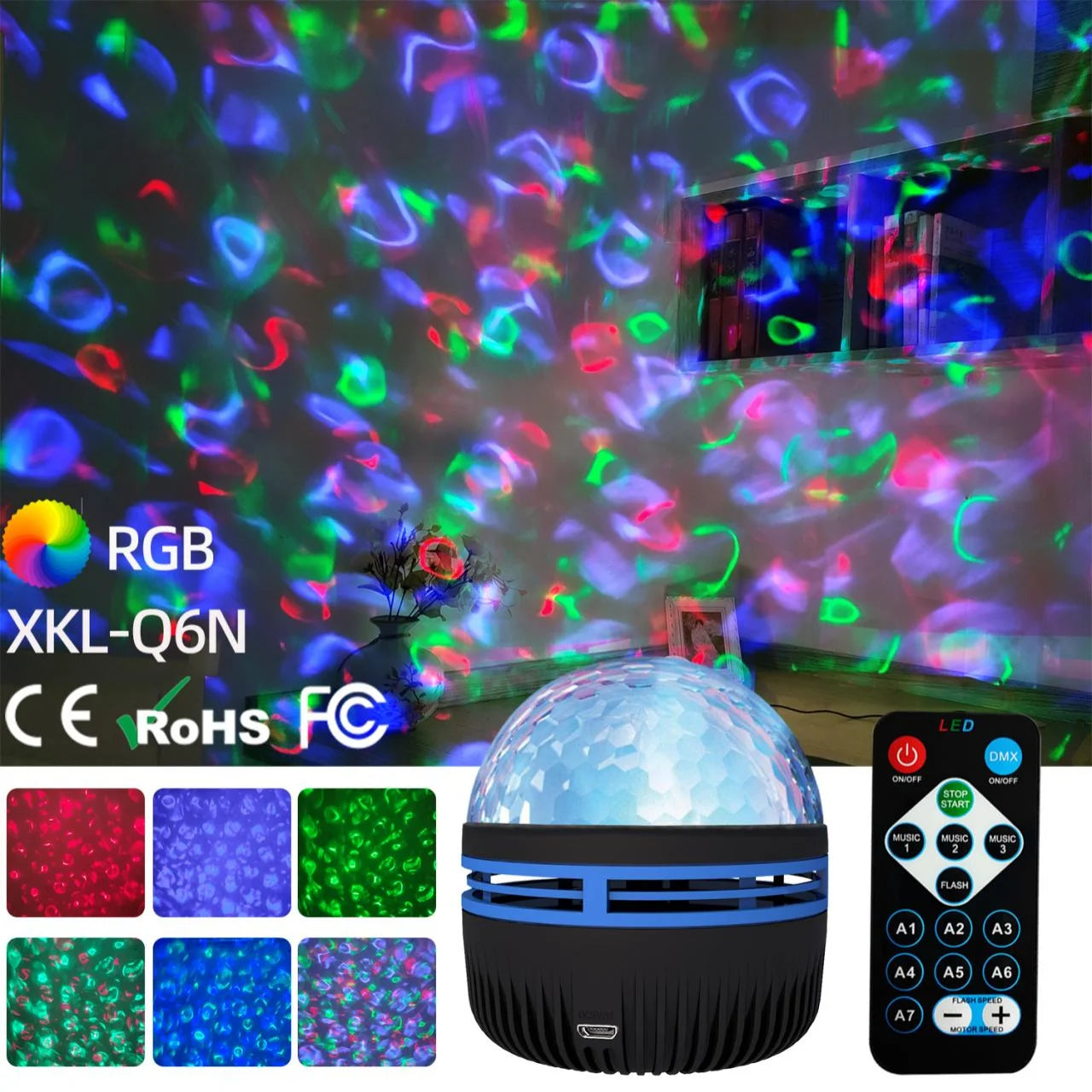 Proiector Galaxy Aurora LED – 360° Rotire, Lumini Multicolore, Telecomandă, Atmosferă Spațială