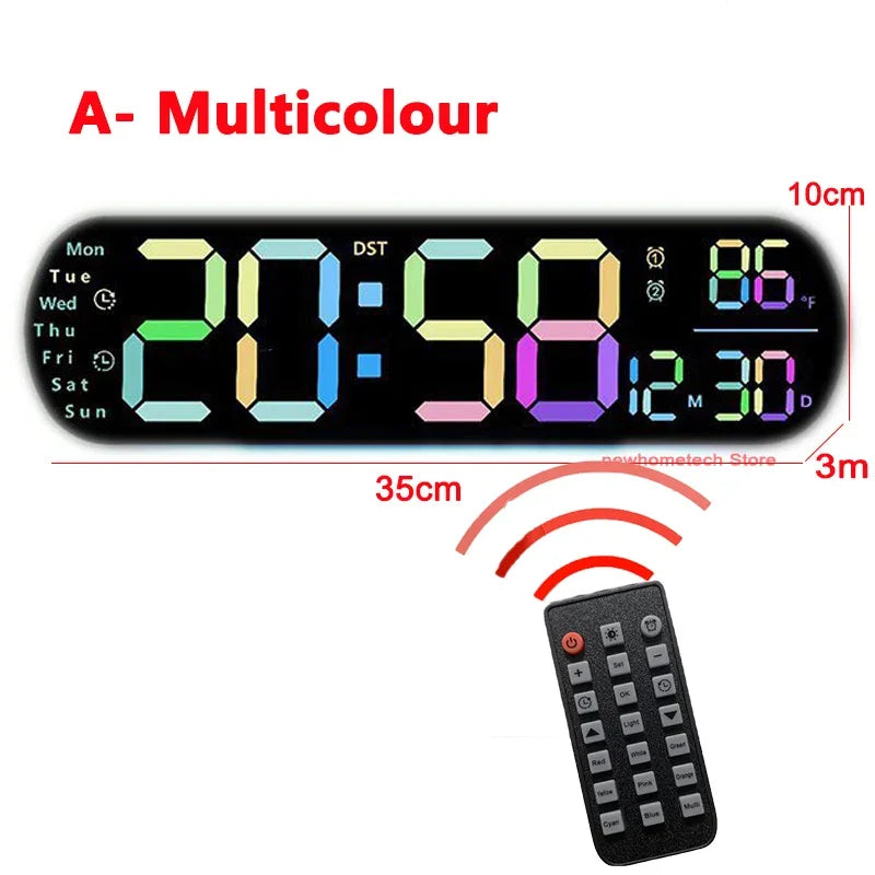 Ceas LED Modern 🔥 Ecran Mare + Temperatură & Umiditate – Control cu Telecomandă